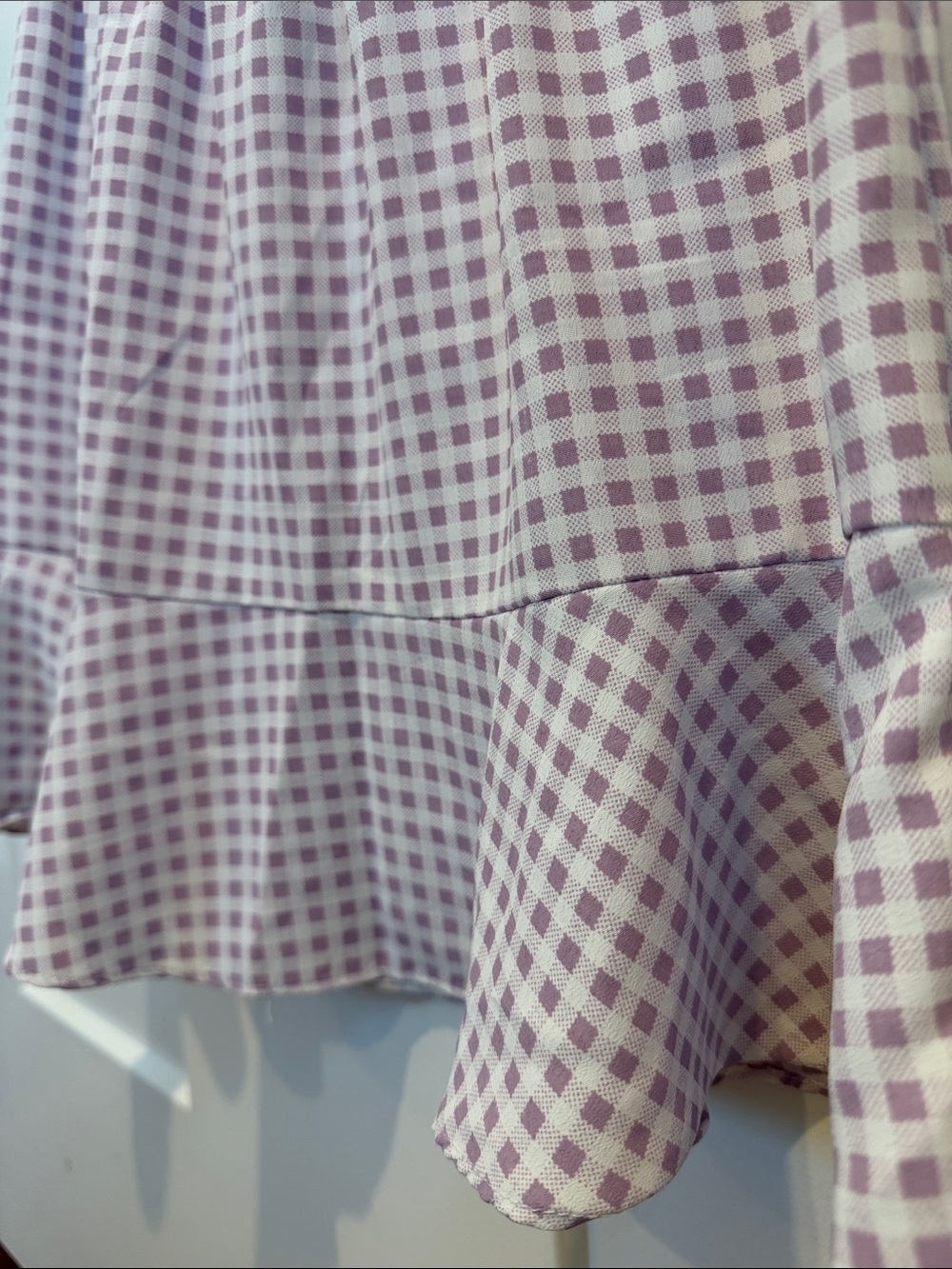 A’ltard State XS Lavender Gingham Ruffle Mini Skirt Made in USA - Picture 9 of 11